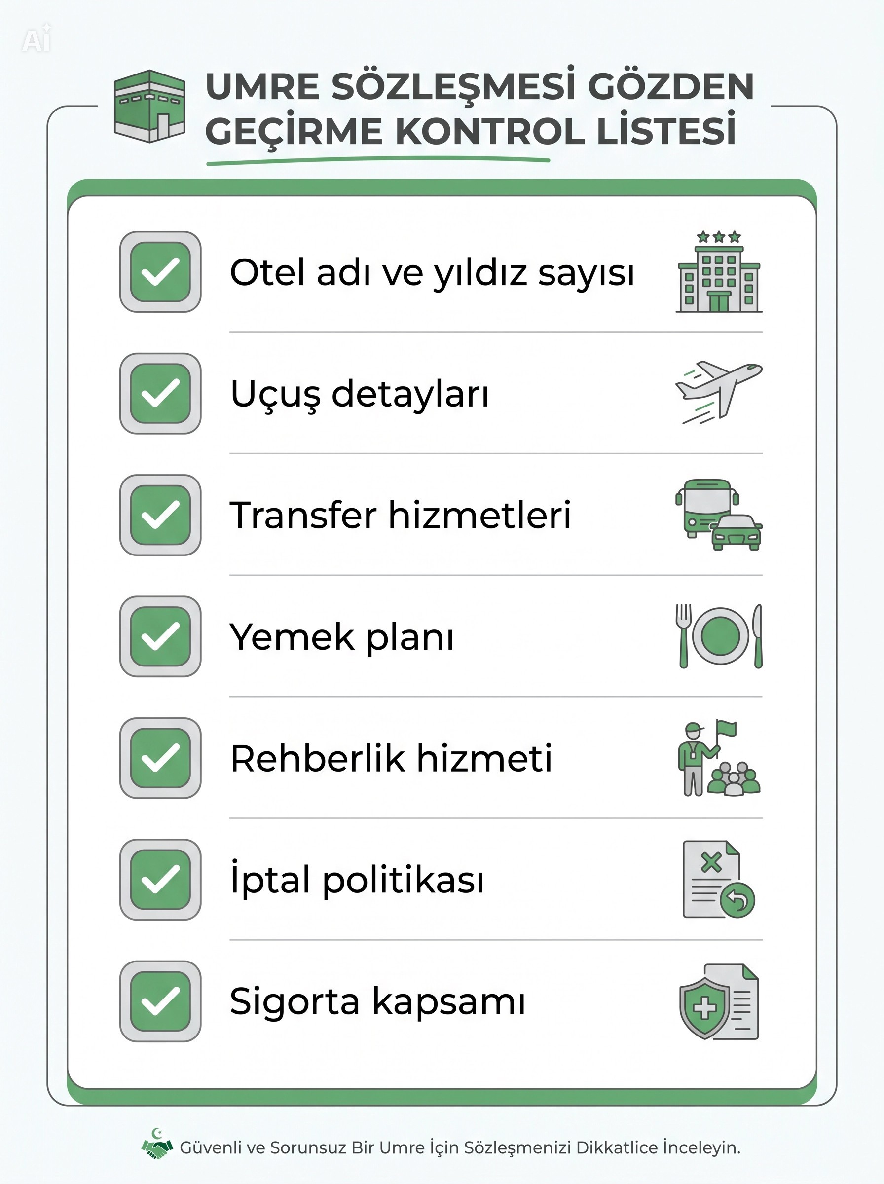 Umre Sözleşme Kontrol Listesi