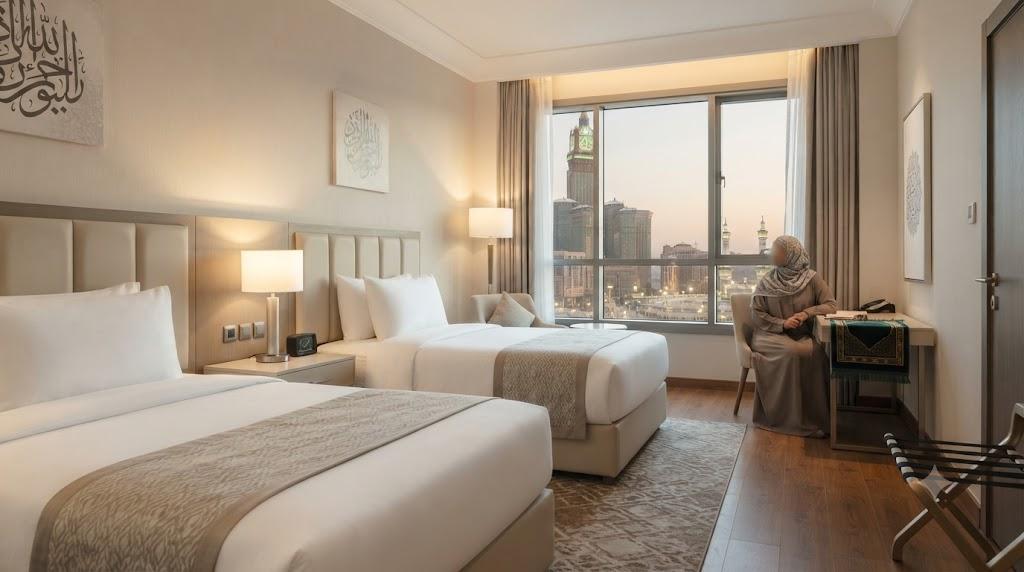 İki yataklı Mekke otel odası (temsili görsel)