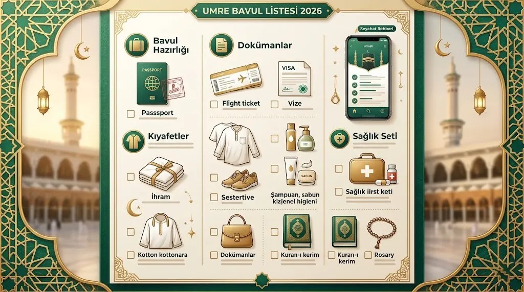 Umre Bavul Listesi 2026 — Eksiksiz Kontrol Listesi
