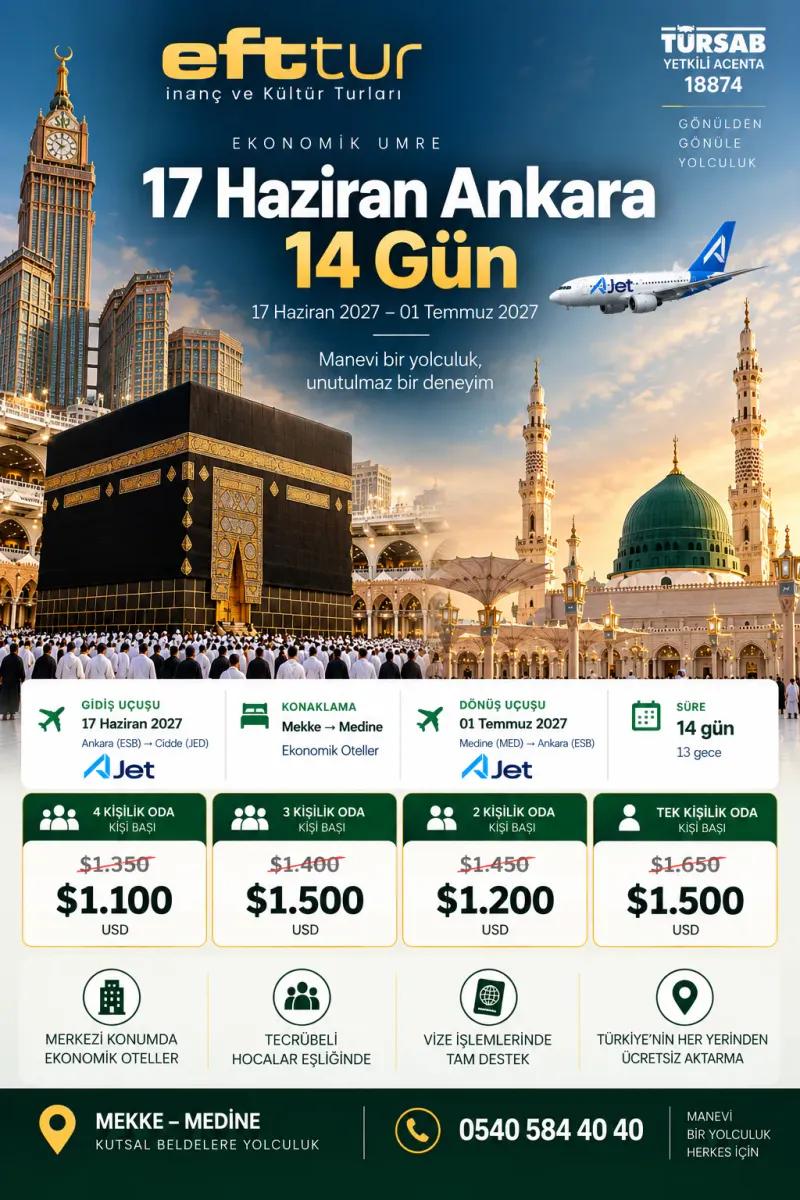 İstanbul Çıkışlı 35 Günlük Umre Turu 5 Şubat 2027 | EFT Turizm