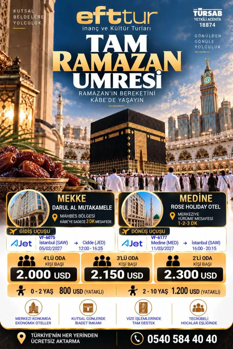 Ekonomik Umre - 14 Günlük Umre - 13 Ekim 2026 - EFT Turizm