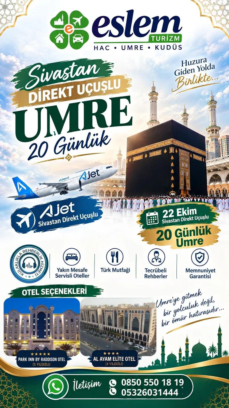 22 Ekim 2026 Hareketli 20 Günlük Umre 5 Yıldızlı | Eslem Turizm