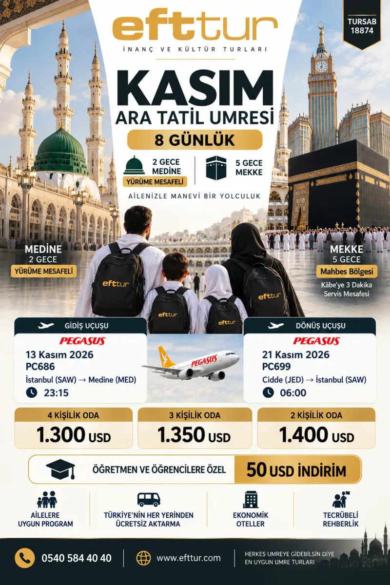 Ekonomik Umre - 8 Günlük Umre - 13 Kasım 2026 - EFT Turizm - 15