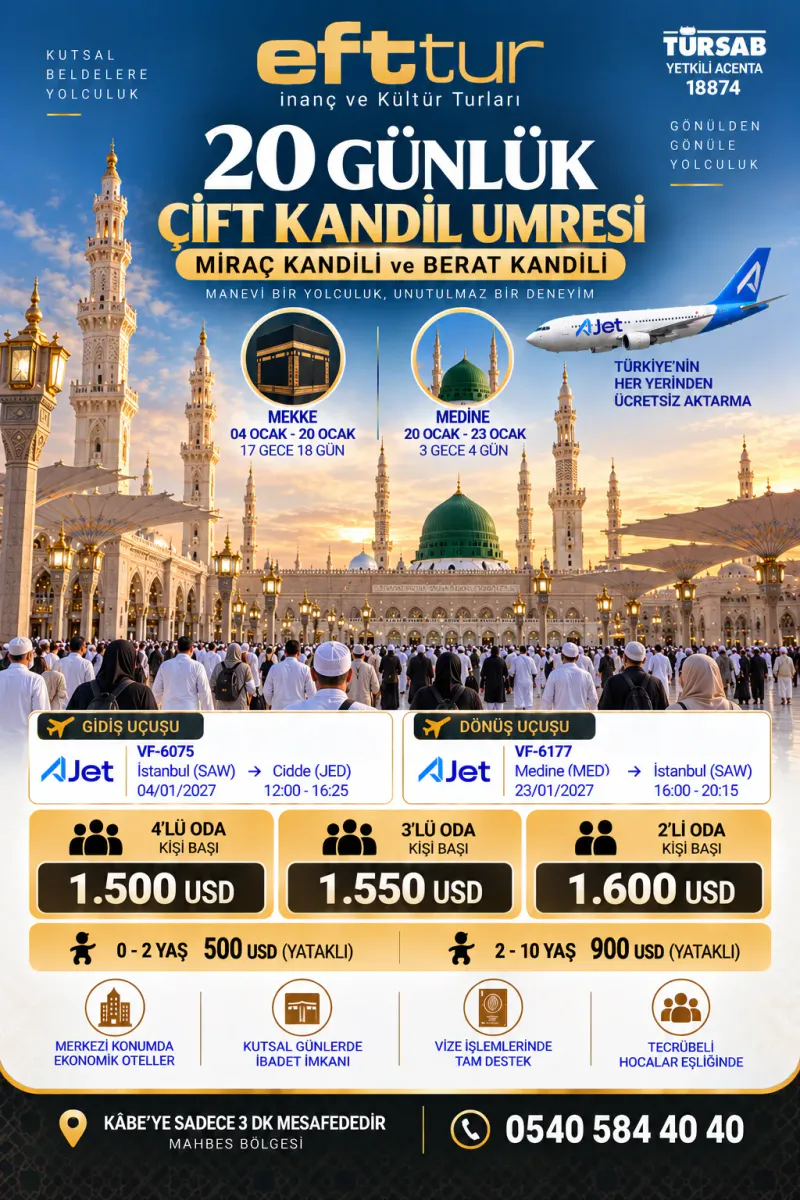 İstanbul Çıkışlı 20 Günlük Umre Turu 4 Ocak 2027 | EFT Turizm - 15