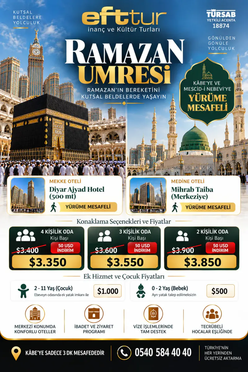 35 Günlük Umre Turu 31 Gece Mekke 3 Gece Medine | EFT Turizm - 2