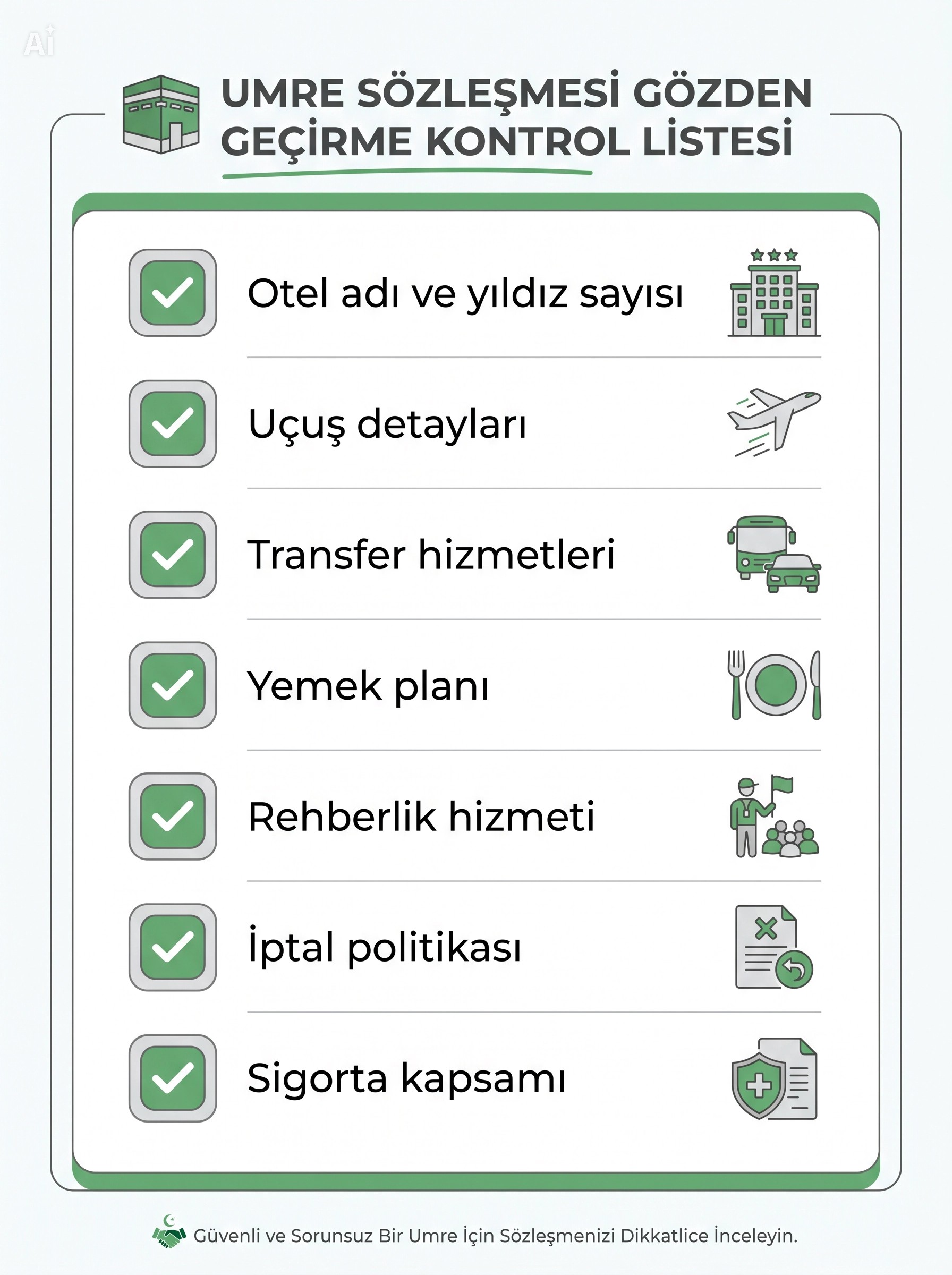 Umre Sözleşme Kontrol Listesi