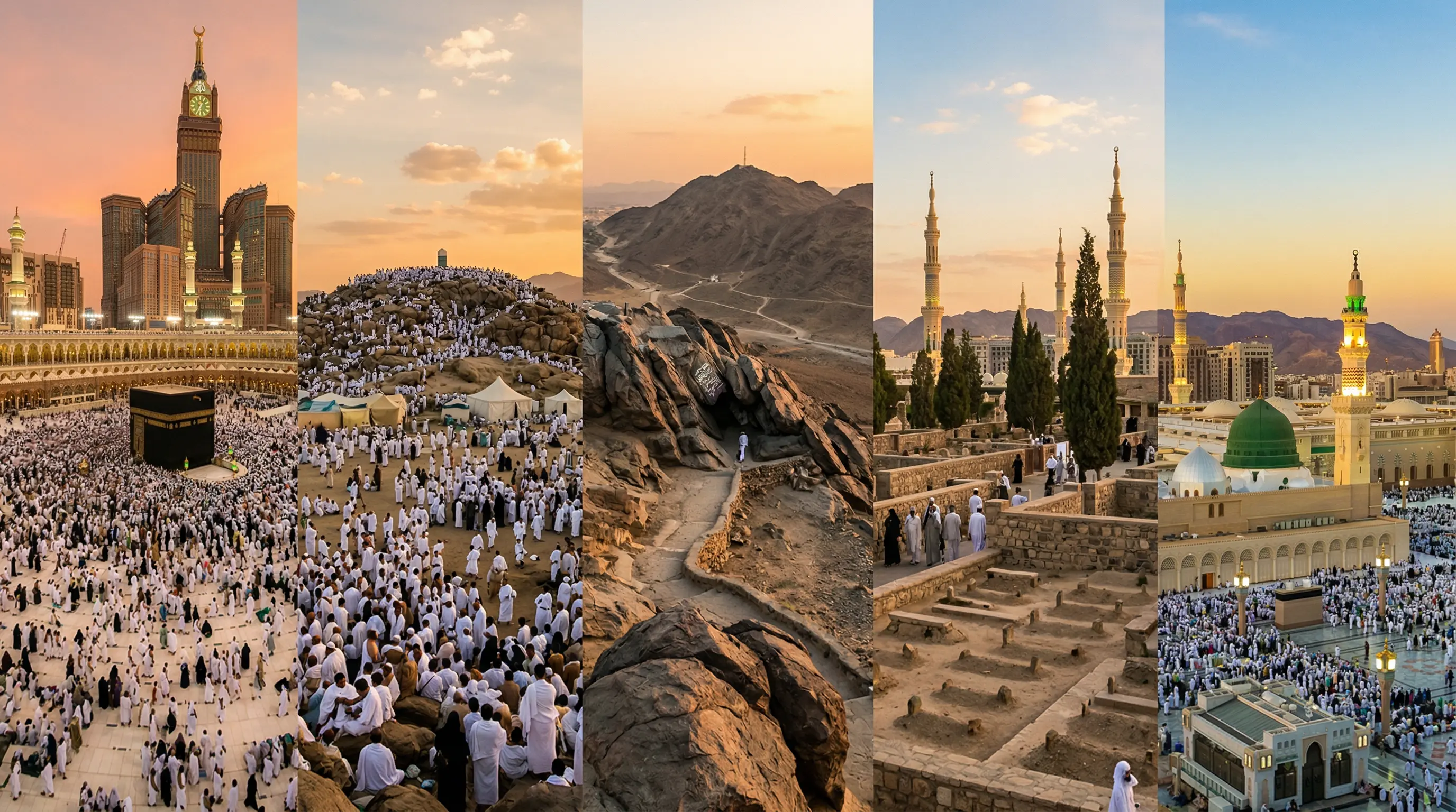 Mekke ve Medine ziyaret yerleri panoramik görünüm