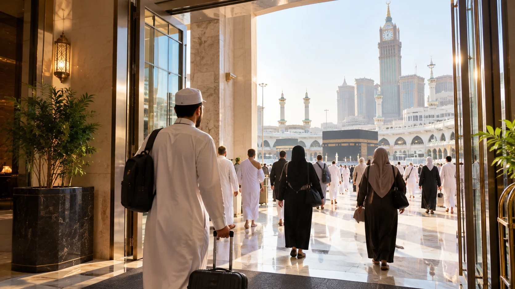 Mescid-i Haram'a birkaç adım mesafedeki otelin girişi