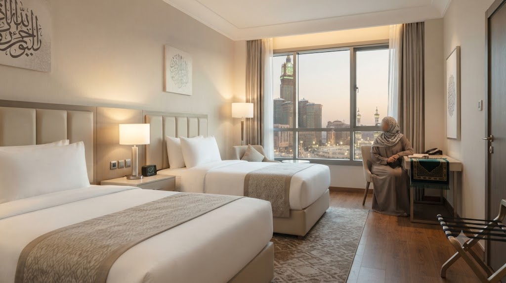 İki yataklı Mekke otel odası (temsili görsel)