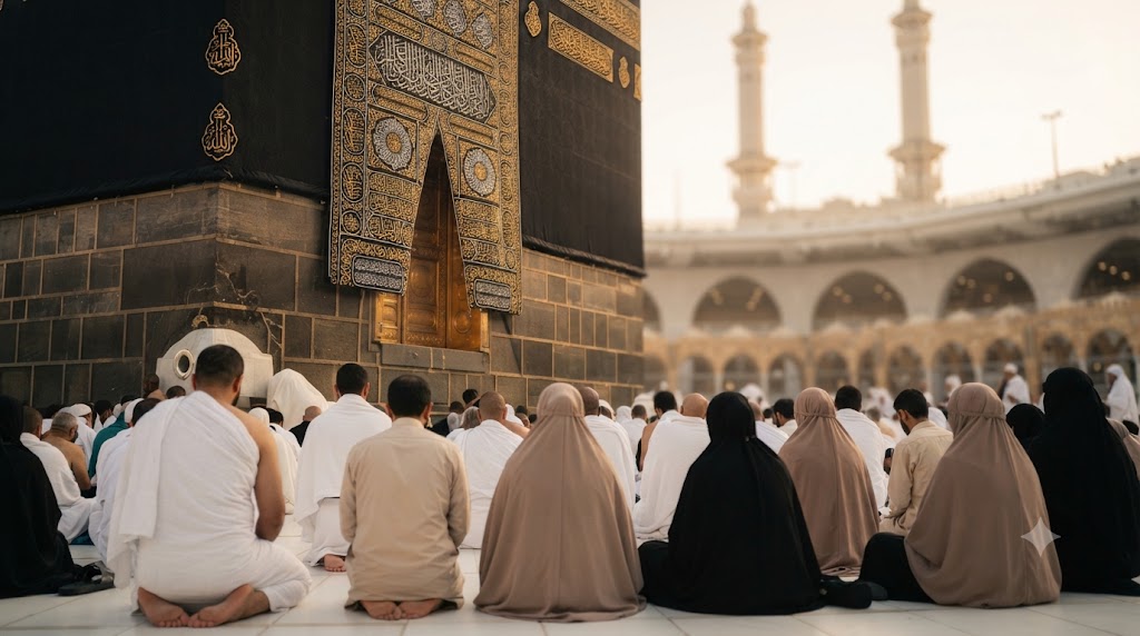 Mina çadır kentinde şeytan taşlama sonrası dinlenen hacı adayları ve bölgenin panoramik görünümü