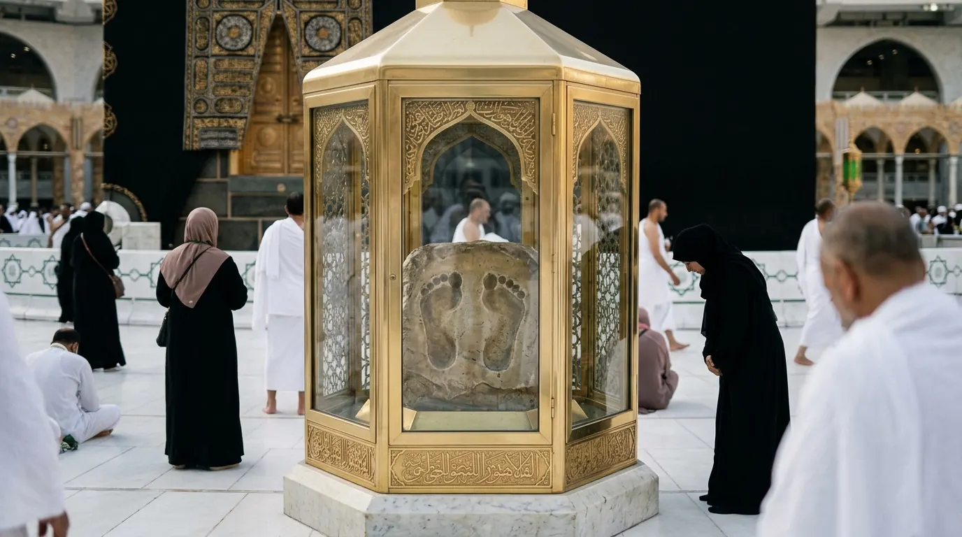 Kâbe'nin yanındaki Makam-ı İbrahim'in altın muhafazası