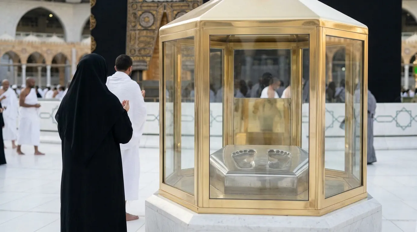 Makam-ı İbrahim'de bulunan ayak izleri ve altın muhafaza